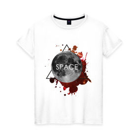 Женская футболка хлопок с принтом Планета в Екатеринбурге, 100% хлопок | прямой крой, круглый вырез горловины, длина до линии бедер, слегка спущенное плечо | infinite | interstellar | space | univers | астронавт | вселенная | интерстеллар | космонавт | луна | планета