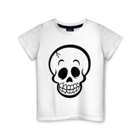 Детская футболка хлопок с принтом Забавный черепок в Екатеринбурге, 100% хлопок | круглый вырез горловины, полуприлегающий силуэт, длина до линии бедер | скелет