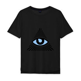 Мужская футболка хлопок Oversize с принтом Всевидящее око (глаз в треугольнике) в Екатеринбурге, 100% хлопок | свободный крой, круглый ворот, “спинка” длиннее передней части | иллюминаты