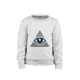 Детский свитшот хлопок с принтом Всевидящее око (глаз в треугольнике) в Екатеринбурге, 100% хлопок | круглый вырез горловины, эластичные манжеты, пояс и воротник | иллюминаты