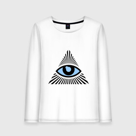 Женский лонгслив хлопок с принтом Всевидящее око (глаз в треугольнике) в Екатеринбурге, 100% хлопок |  | иллюминаты