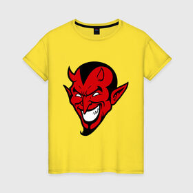 Женская футболка хлопок с принтом Злобный демон в Екатеринбурге, 100% хлопок | прямой крой, круглый вырез горловины, длина до линии бедер, слегка спущенное плечо | демон | дьявол | зло | злобный | сатана | черт
