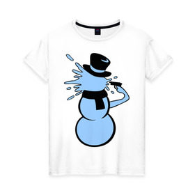 Женская футболка хлопок с принтом Снеговик застрелился в Екатеринбурге, 100% хлопок | прямой крой, круглый вырез горловины, длина до линии бедер, слегка спущенное плечо | новый год | снеговик | суицид