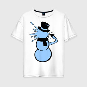 Женская футболка хлопок Oversize с принтом Снеговик застрелился в Екатеринбурге, 100% хлопок | свободный крой, круглый ворот, спущенный рукав, длина до линии бедер
 | новый год | снеговик | суицид