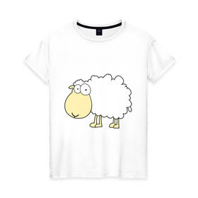 Женская футболка хлопок с принтом Милая овечка в Екатеринбурге, 100% хлопок | прямой крой, круглый вырез горловины, длина до линии бедер, слегка спущенное плечо | 2015 | new year | новый год | овечка | овца