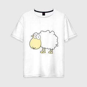 Женская футболка хлопок Oversize с принтом Милая овечка в Екатеринбурге, 100% хлопок | свободный крой, круглый ворот, спущенный рукав, длина до линии бедер
 | 2015 | new year | новый год | овечка | овца