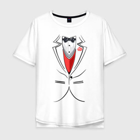 Мужская футболка хлопок Oversize с принтом Костюм жениха в Екатеринбурге, 100% хлопок | свободный крой, круглый ворот, “спинка” длиннее передней части | бабочка
