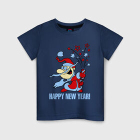 Детская футболка хлопок с принтом Салют - хлопушка в Екатеринбурге, 100% хлопок | круглый вырез горловины, полуприлегающий силуэт, длина до линии бедер | new year | дед мороз | новый год | салют | хлопушка