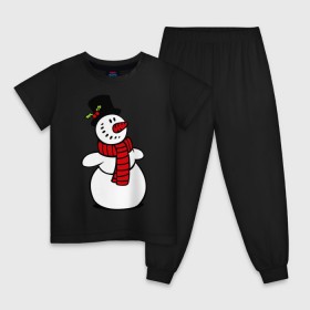 Детская пижама хлопок с принтом Весёлый снеговик в Екатеринбурге, 100% хлопок |  брюки и футболка прямого кроя, без карманов, на брюках мягкая резинка на поясе и по низу штанин
 | Тематика изображения на принте: new year | новый год | рождество | снеговик