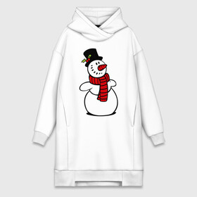 Платье-худи хлопок с принтом Весёлый снеговик в Екатеринбурге,  |  | new year | новый год | рождество | снеговик