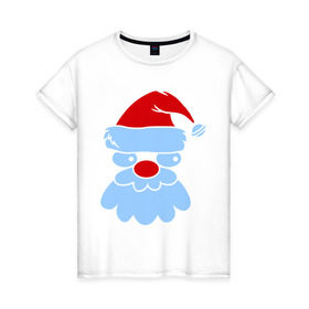 Женская футболка хлопок с принтом Бородатый дед мороз в Екатеринбурге, 100% хлопок | прямой крой, круглый вырез горловины, длина до линии бедер, слегка спущенное плечо | new year | дед мороз | новый год | санта