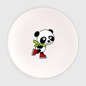 Тарелка с принтом Панда на коньках в Екатеринбурге, фарфор | диаметр - 210 мм
диаметр для нанесения принта - 120 мм | Тематика изображения на принте: панда