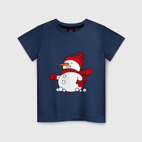 Детская футболка хлопок с принтом Снеговик в Екатеринбурге, 100% хлопок | круглый вырез горловины, полуприлегающий силуэт, длина до линии бедер | 