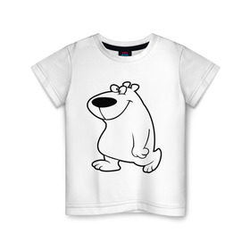 Детская футболка хлопок с принтом Веселый белый медведь в Екатеринбурге, 100% хлопок | круглый вырез горловины, полуприлегающий силуэт, длина до линии бедер | new year | белый | медведь | северный полюс