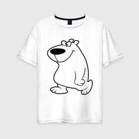 Женская футболка хлопок Oversize с принтом Веселый белый медведь в Екатеринбурге, 100% хлопок | свободный крой, круглый ворот, спущенный рукав, длина до линии бедер
 | new year | белый | медведь | северный полюс