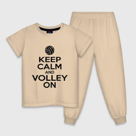 Детская пижама хлопок с принтом Keep calm and volley on в Екатеринбурге, 100% хлопок |  брюки и футболка прямого кроя, без карманов, на брюках мягкая резинка на поясе и по низу штанин
 | волейбол
