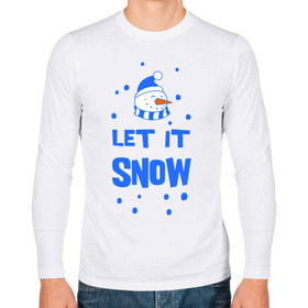 Мужской лонгслив хлопок с принтом Снеговик Let it snow в Екатеринбурге, 100% хлопок |  | cнеговик | let it snow | зима | новый год | снег