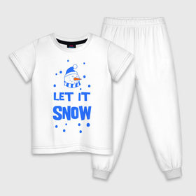 Детская пижама хлопок с принтом Снеговик Let it snow в Екатеринбурге, 100% хлопок |  брюки и футболка прямого кроя, без карманов, на брюках мягкая резинка на поясе и по низу штанин
 | cнеговик | let it snow | зима | новый год | снег