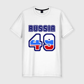 Мужская футболка премиум с принтом Russia - 49 (Магаданская область) в Екатеринбурге, 92% хлопок, 8% лайкра | приталенный силуэт, круглый вырез ворота, длина до линии бедра, короткий рукав | 