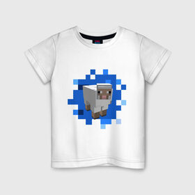 Детская футболка хлопок с принтом Minecraft sheep в Екатеринбурге, 100% хлопок | круглый вырез горловины, полуприлегающий силуэт, длина до линии бедер | майнкрафт | овечка