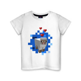 Детская футболка хлопок с принтом Minecraft sheep в Екатеринбурге, 100% хлопок | круглый вырез горловины, полуприлегающий силуэт, длина до линии бедер | 2015 | minecraft | бараны | животные | майнкрафт | овечки | приколы | символ года | ягнята