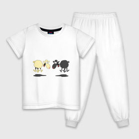 Детская пижама хлопок с принтом Прыгающие овечки в Екатеринбурге, 100% хлопок |  брюки и футболка прямого кроя, без карманов, на брюках мягкая резинка на поясе и по низу штанин
 | 2015 | бараны | животные | овечки | приколы | символ года | ягнята