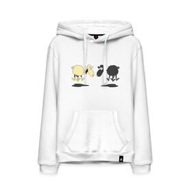 Мужская толстовка хлопок с принтом Прыгающие овечки в Екатеринбурге, френч-терри, мягкий теплый начес внутри (100% хлопок) | карман-кенгуру, эластичные манжеты и нижняя кромка, капюшон с подкладом и шнурком | Тематика изображения на принте: 2015 | бараны | животные | овечки | приколы | символ года | ягнята
