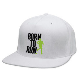 Кепка снепбек с прямым козырьком с принтом Рожден для бега в Екатеринбурге, хлопок 100% |  | born to run | run | бегать | рожден | рожден бежать