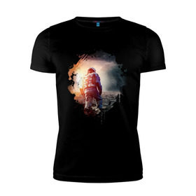Мужская футболка премиум с принтом Interstellar в Екатеринбурге, 92% хлопок, 8% лайкра | приталенный силуэт, круглый вырез ворота, длина до линии бедра, короткий рукав | interstellar | интерстеллар | космонавт | космос