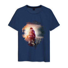 Мужская футболка хлопок с принтом Interstellar в Екатеринбурге, 100% хлопок | прямой крой, круглый вырез горловины, длина до линии бедер, слегка спущенное плечо. | interstellar | интерстеллар | космонавт | космос