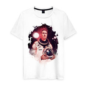Мужская футболка хлопок с принтом Interstellar в Екатеринбурге, 100% хлопок | прямой крой, круглый вырез горловины, длина до линии бедер, слегка спущенное плечо. | Тематика изображения на принте: interstellar | интерстеллар | космонавт | космос