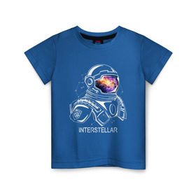 Детская футболка хлопок с принтом Космонавт в Екатеринбурге, 100% хлопок | круглый вырез горловины, полуприлегающий силуэт, длина до линии бедер | interstellar | интерстеллар | космонавт | космос