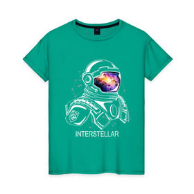 Женская футболка хлопок с принтом Космонавт в Екатеринбурге, 100% хлопок | прямой крой, круглый вырез горловины, длина до линии бедер, слегка спущенное плечо | interstellar | интерстеллар | космонавт | космос