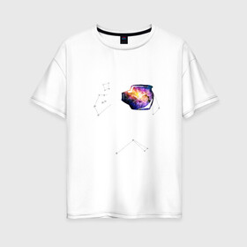Женская футболка хлопок Oversize с принтом Космонавт в Екатеринбурге, 100% хлопок | свободный крой, круглый ворот, спущенный рукав, длина до линии бедер
 | interstellar | интерстеллар | космонавт | космос