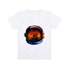 Детская футболка хлопок с принтом Чау-чау в Екатеринбурге, 100% хлопок | круглый вырез горловины, полуприлегающий силуэт, длина до линии бедер | астронавт | животные | космонавт | космос | мордочка | нос | собака | чау чау | шлем