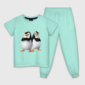 Детская пижама хлопок с принтом Пингвины Мадагаскара в Екатеринбурге, 100% хлопок |  брюки и футболка прямого кроя, без карманов, на брюках мягкая резинка на поясе и по низу штанин
 | мадагаскар | мультик | пингвины