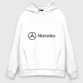 Мужское худи Oversize хлопок с принтом Mercedes Logo в Екатеринбурге, френч-терри — 70% хлопок, 30% полиэстер. Мягкий теплый начес внутри —100% хлопок | боковые карманы, эластичные манжеты и нижняя кромка, капюшон на магнитной кнопке | logo | mercedes