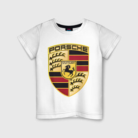 Детская футболка хлопок с принтом Porsche в Екатеринбурге, 100% хлопок | круглый вырез горловины, полуприлегающий силуэт, длина до линии бедер | porsche