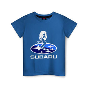 Детская футболка хлопок с принтом Subaru в Екатеринбурге, 100% хлопок | круглый вырез горловины, полуприлегающий силуэт, длина до линии бедер | Тематика изображения на принте: subaru | субару