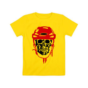 Детская футболка хлопок с принтом Мертвый хоккеист в Екатеринбурге, 100% хлопок | круглый вырез горловины, полуприлегающий силуэт, длина до линии бедер | скелет