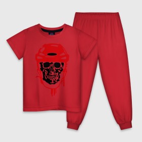 Детская пижама хлопок с принтом Мертвый хоккеист в Екатеринбурге, 100% хлопок |  брюки и футболка прямого кроя, без карманов, на брюках мягкая резинка на поясе и по низу штанин
 | скелет
