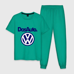 Мужская пижама хлопок с принтом Volkswagen Das Auto в Екатеринбурге, 100% хлопок | брюки и футболка прямого кроя, без карманов, на брюках мягкая резинка на поясе и по низу штанин
 | das auto | volkswagen | фольксваген