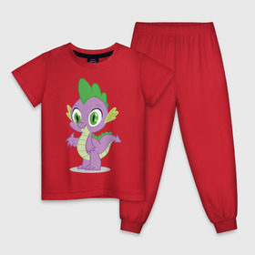 Детская пижама хлопок с принтом Дракон Спайк в Екатеринбурге, 100% хлопок |  брюки и футболка прямого кроя, без карманов, на брюках мягкая резинка на поясе и по низу штанин
 | Тематика изображения на принте: my little pony | дракон | мой маленький пони | пони | спайк