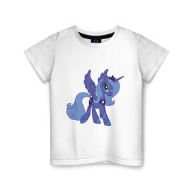 Детская футболка хлопок с принтом Принцесса Луна в Екатеринбурге, 100% хлопок | круглый вырез горловины, полуприлегающий силуэт, длина до линии бедер | Тематика изображения на принте: my little pony | луна | мой маленький пони | пони