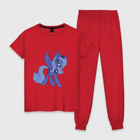 Женская пижама хлопок с принтом Принцесса Луна в Екатеринбурге, 100% хлопок | брюки и футболка прямого кроя, без карманов, на брюках мягкая резинка на поясе и по низу штанин | my little pony | луна | мой маленький пони | пони
