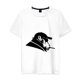 Мужская футболка хлопок с принтом Макака в Екатеринбурге, 100% хлопок | прямой крой, круглый вырез горловины, длина до линии бедер, слегка спущенное плечо. | обезьяна