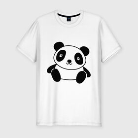 Мужская футболка премиум с принтом Милая пандочка в Екатеринбурге, 92% хлопок, 8% лайкра | приталенный силуэт, круглый вырез ворота, длина до линии бедра, короткий рукав | панда