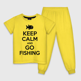 Детская пижама хлопок с принтом Keep calm and go fishing в Екатеринбурге, 100% хлопок |  брюки и футболка прямого кроя, без карманов, на брюках мягкая резинка на поясе и по низу штанин
 | fishing | keep calm | рыбак | рыбалка | рыбачить | сохраняй спокойствие