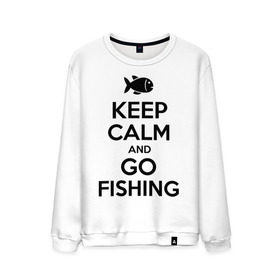 Мужской свитшот хлопок с принтом Keep calm and go fishing в Екатеринбурге, 100% хлопок |  | fishing | keep calm | рыбак | рыбалка | рыбачить | сохраняй спокойствие