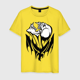 Мужская футболка хлопок с принтом Крылатая смерть в Екатеринбурге, 100% хлопок | прямой крой, круглый вырез горловины, длина до линии бедер, слегка спущенное плечо. | демон | крылатая | череп